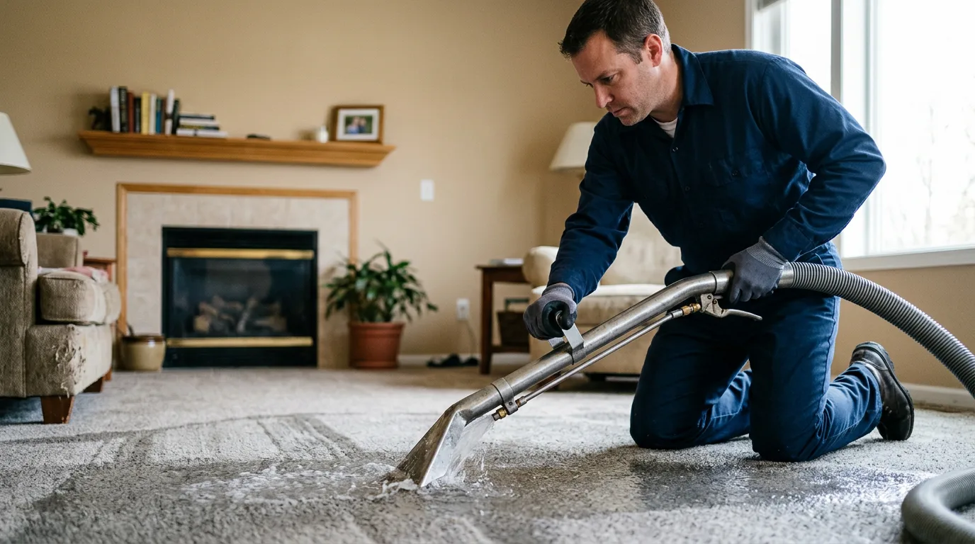 Water damage restoration technician working near Allentown, NJ